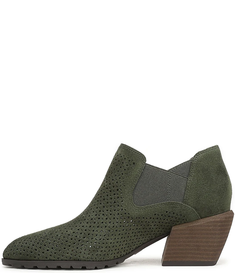 Vionic Bethany Perf Suede Stacked Heel Booties
