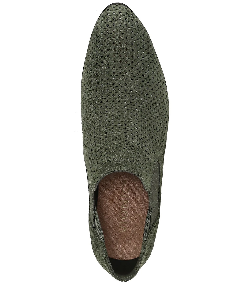 Vionic Bethany Perf Suede Stacked Heel Booties