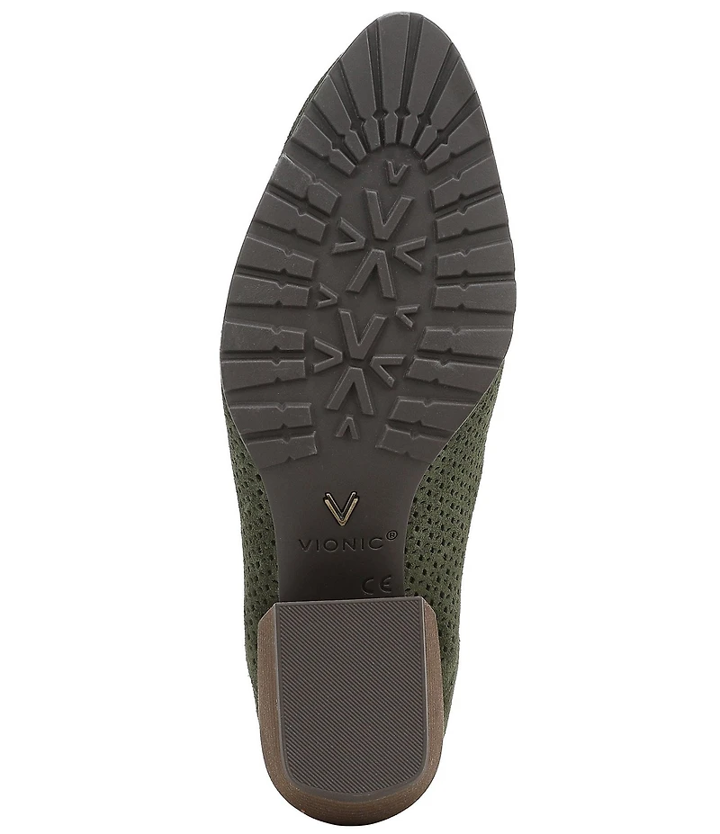 Vionic Bethany Perf Suede Stacked Heel Booties