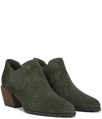 Vionic Bethany Perf Suede Stacked Heel Booties