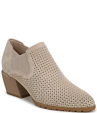 Vionic Bethany Perf Suede Stacked Heel Booties