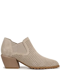 Vionic Bethany Perf Suede Stacked Heel Booties