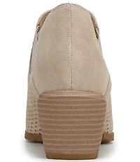 Vionic Bethany Perf Suede Stacked Heel Booties