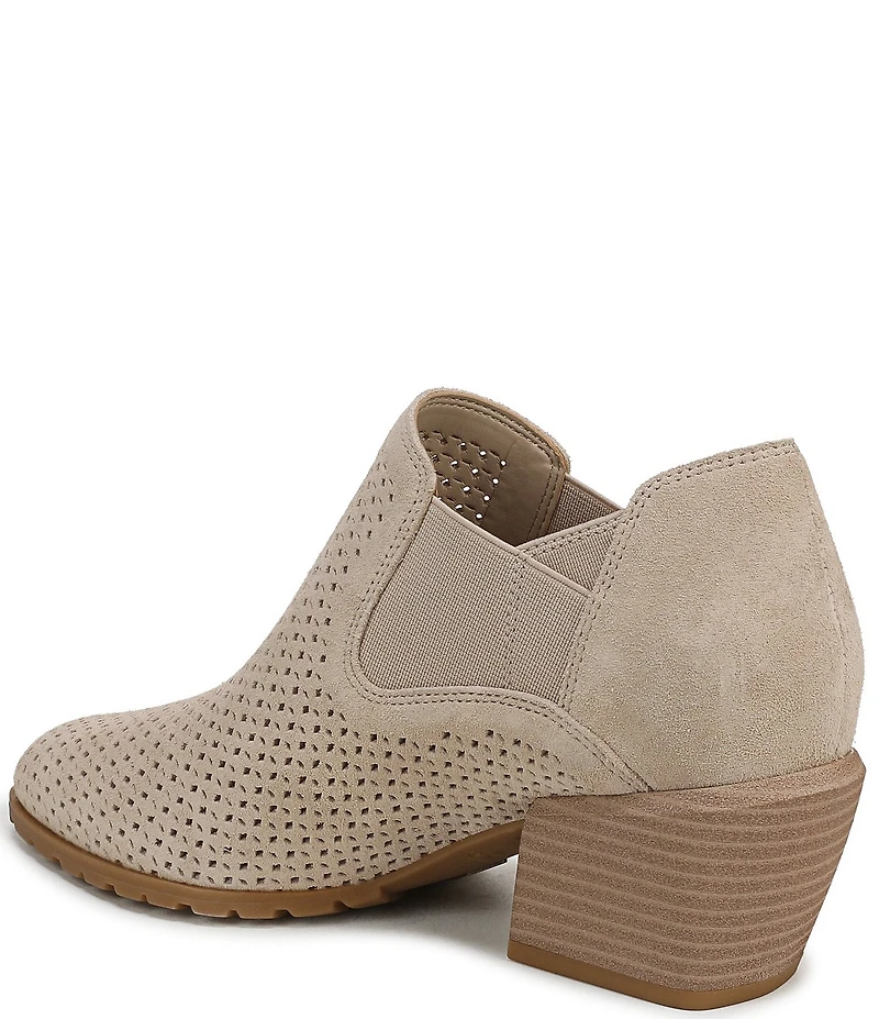 Vionic Bethany Perf Suede Stacked Heel Booties