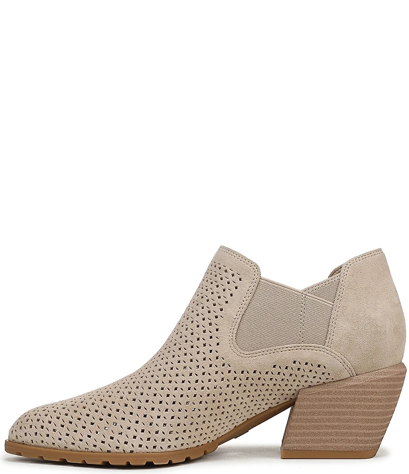 Vionic Bethany Perf Suede Stacked Heel Booties