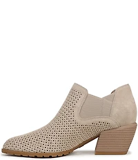 Vionic Bethany Perf Suede Stacked Heel Booties