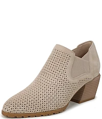 Vionic Bethany Perf Suede Stacked Heel Booties