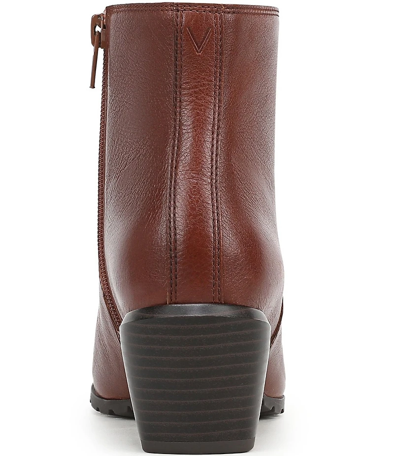 Vionic Bianca Leather Stacked Heel Booties