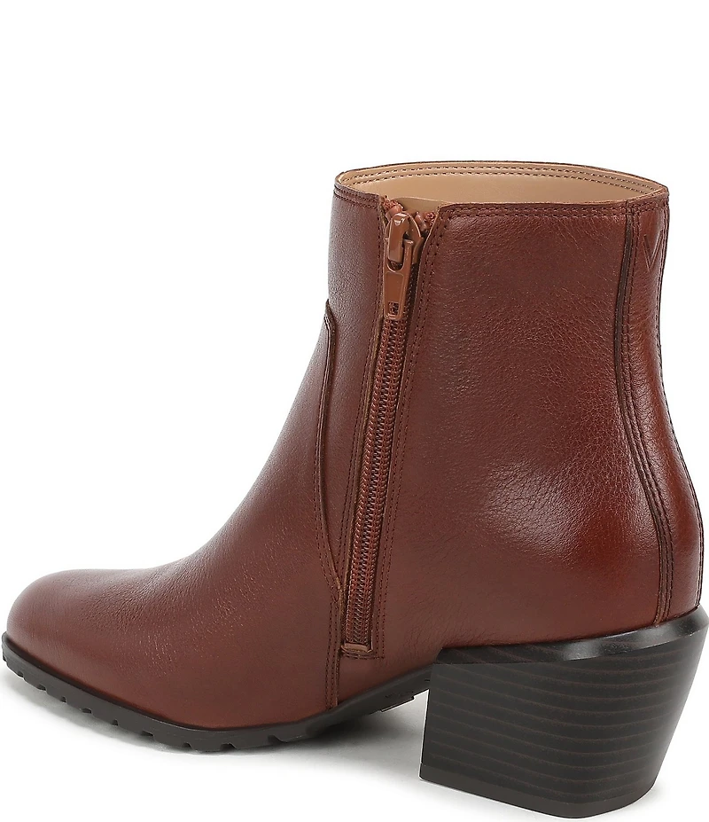 Vionic Bianca Leather Stacked Heel Booties