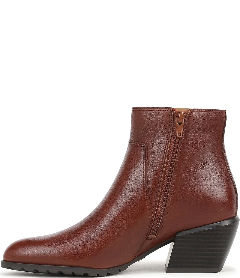 Vionic Bianca Leather Stacked Heel Booties