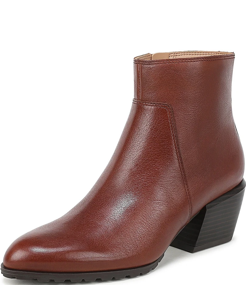Vionic Bianca Leather Stacked Heel Booties