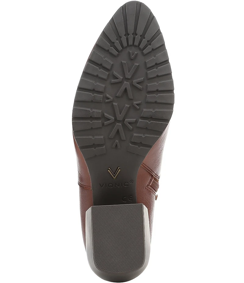 Vionic Bianca Leather Stacked Heel Booties