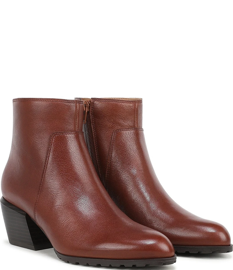 Vionic Bianca Leather Stacked Heel Booties