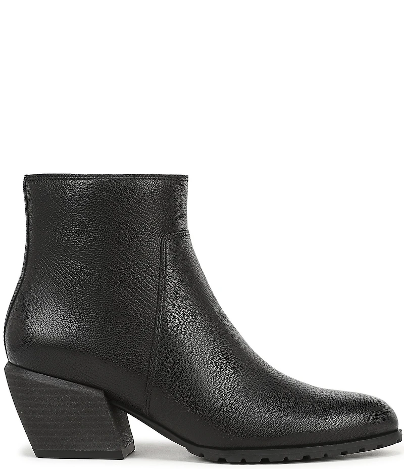Vionic Bianca Leather Stacked Heel Booties