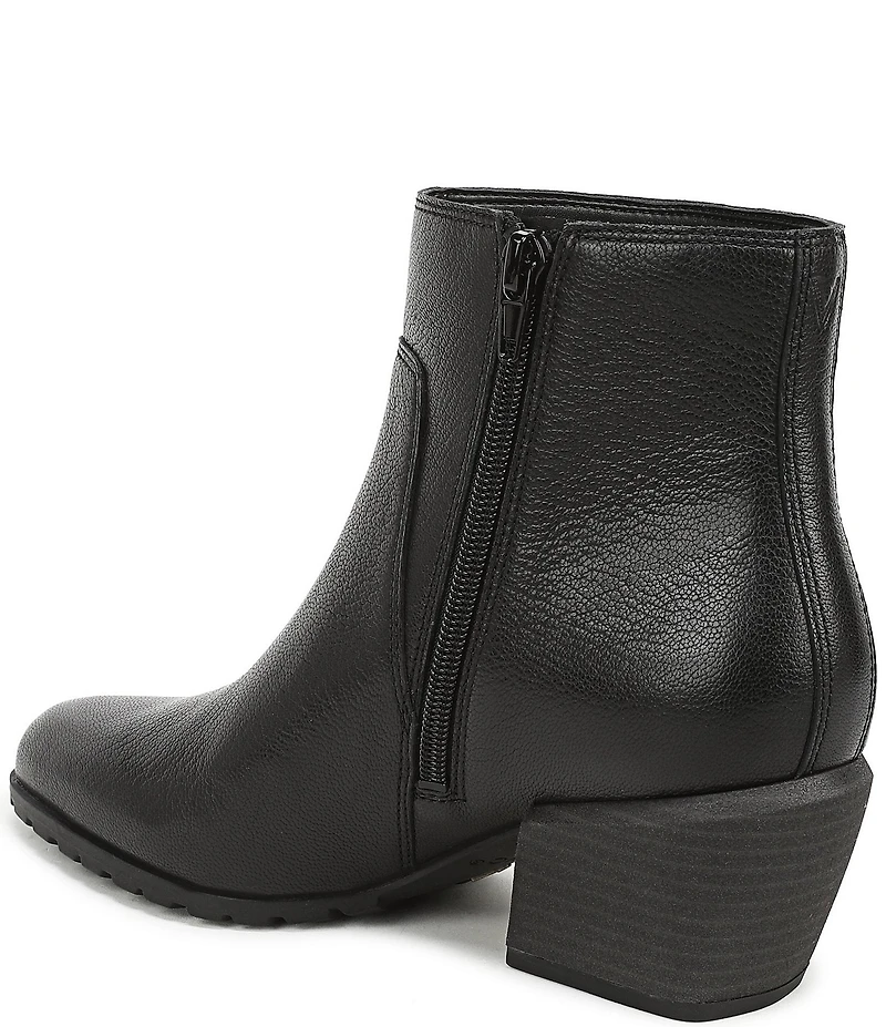 Vionic Bianca Leather Stacked Heel Booties