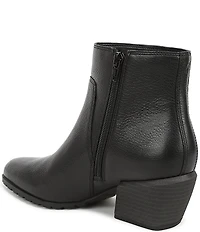 Vionic Bianca Leather Stacked Heel Booties