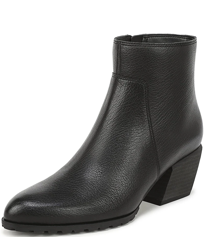 Vionic Bianca Leather Stacked Heel Booties