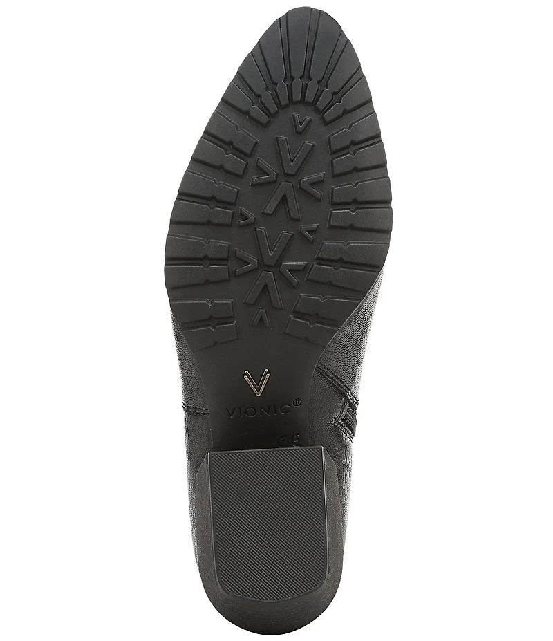Vionic Bianca Leather Stacked Heel Booties