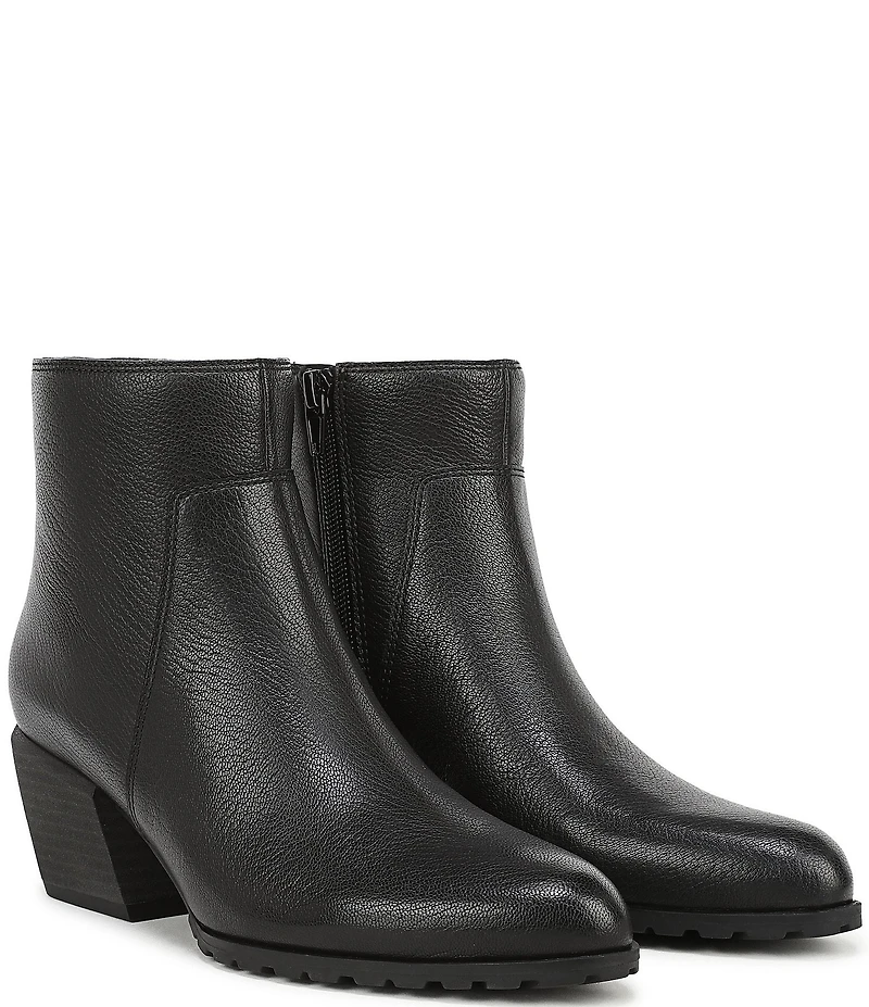 Vionic Bianca Leather Stacked Heel Booties
