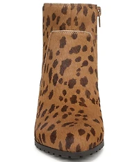 Vionic Bianca Leopard Calf Hair Stacked Heel Booties