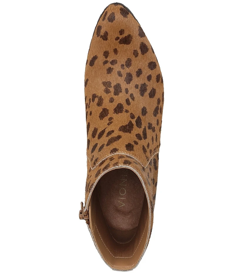 Vionic Bianca Leopard Calf Hair Stacked Heel Booties