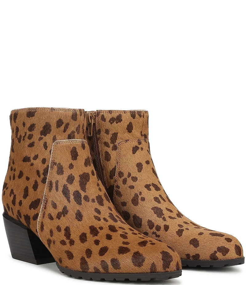 Vionic Bianca Leopard Calf Hair Stacked Heel Booties
