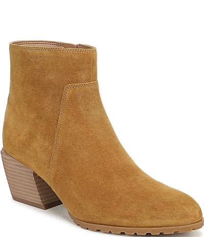 Vionic Bianca Suede Stacked Heel Booties