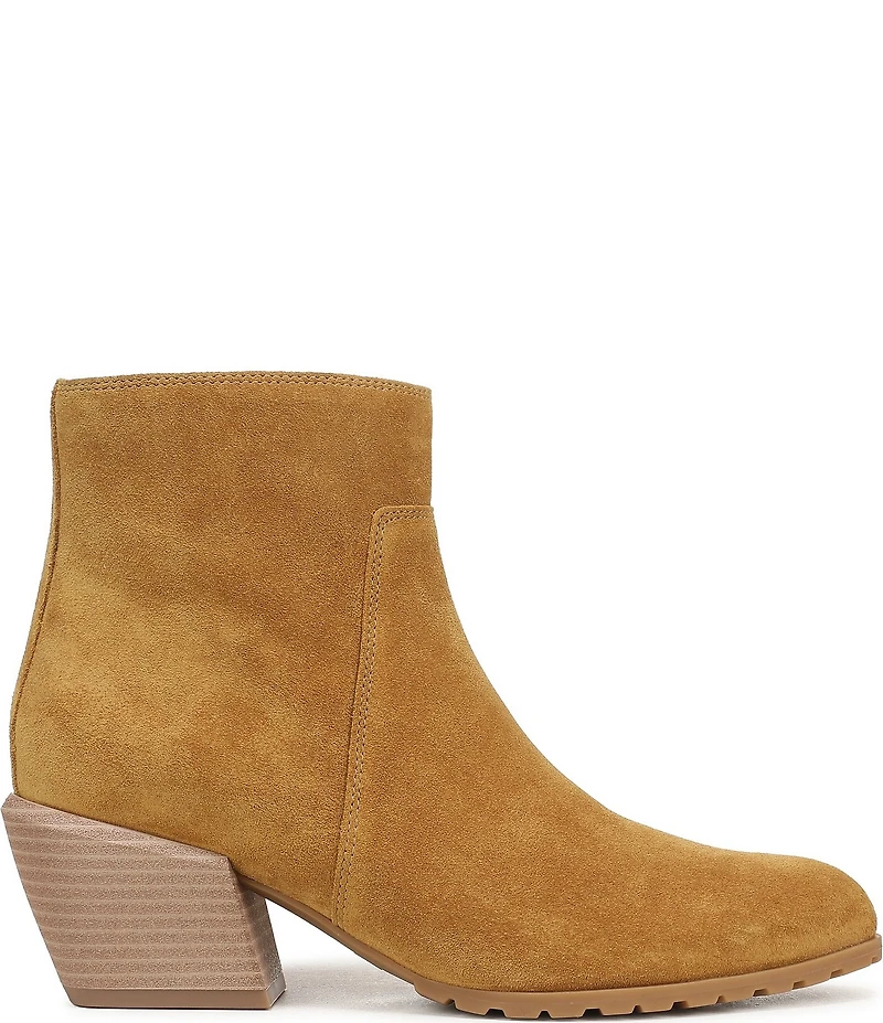 Vionic Bianca Suede Stacked Heel Booties