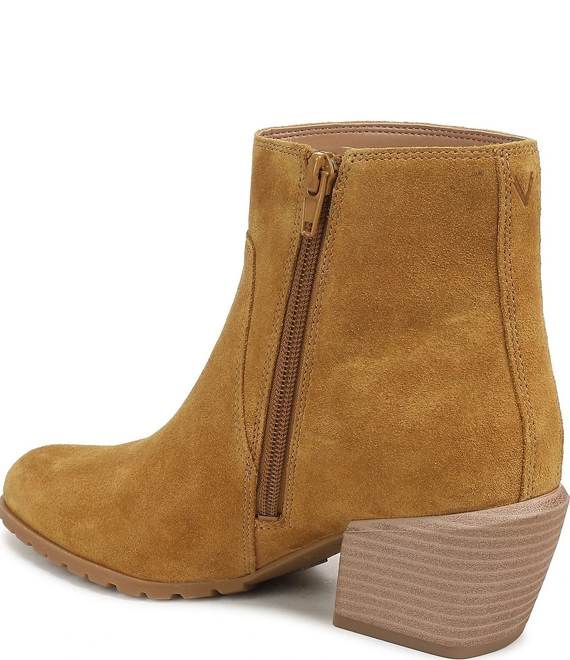 Vionic Bianca Suede Stacked Heel Booties