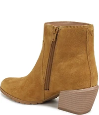 Vionic Bianca Suede Stacked Heel Booties