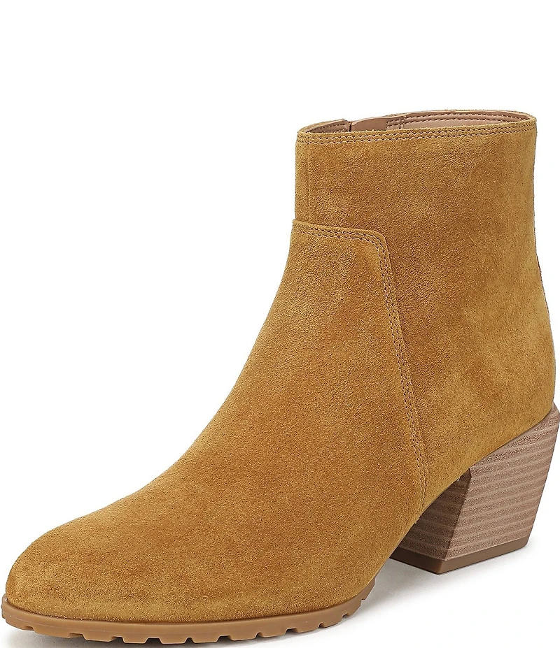 Vionic Bianca Suede Stacked Heel Booties