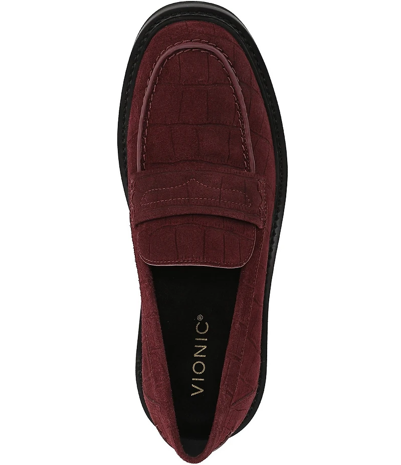 Vionic Caitlin Suede Croco Penny Loafers