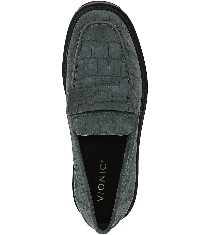 Vionic Caitlin Suede Croco Penny Loafers