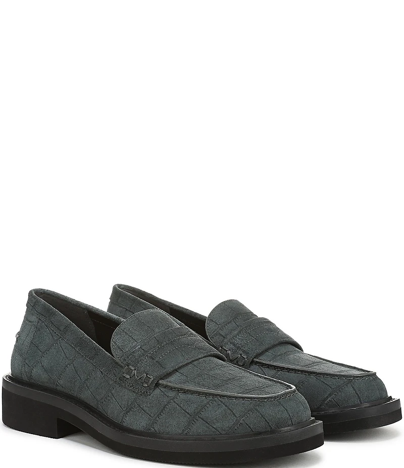 Vionic Caitlin Suede Croco Penny Loafers