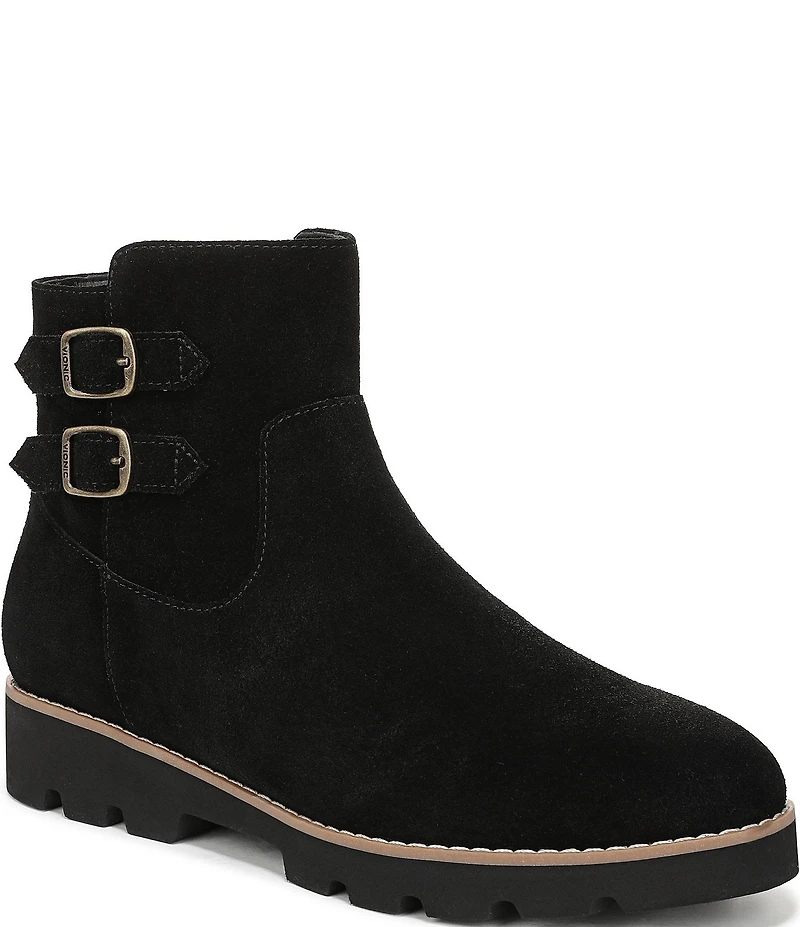Vionic Carissa Suede Buckle Hardware Lugged Booties