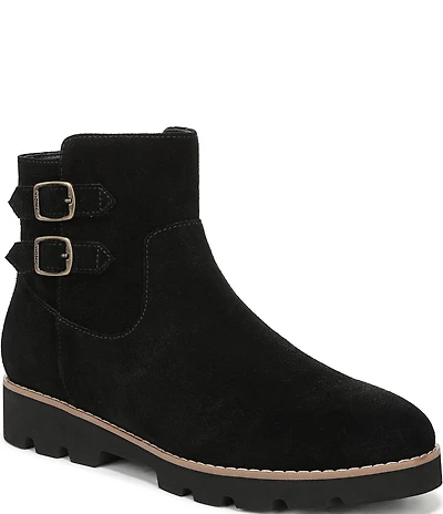 Vionic Carissa Suede Buckle Hardware Lugged Booties