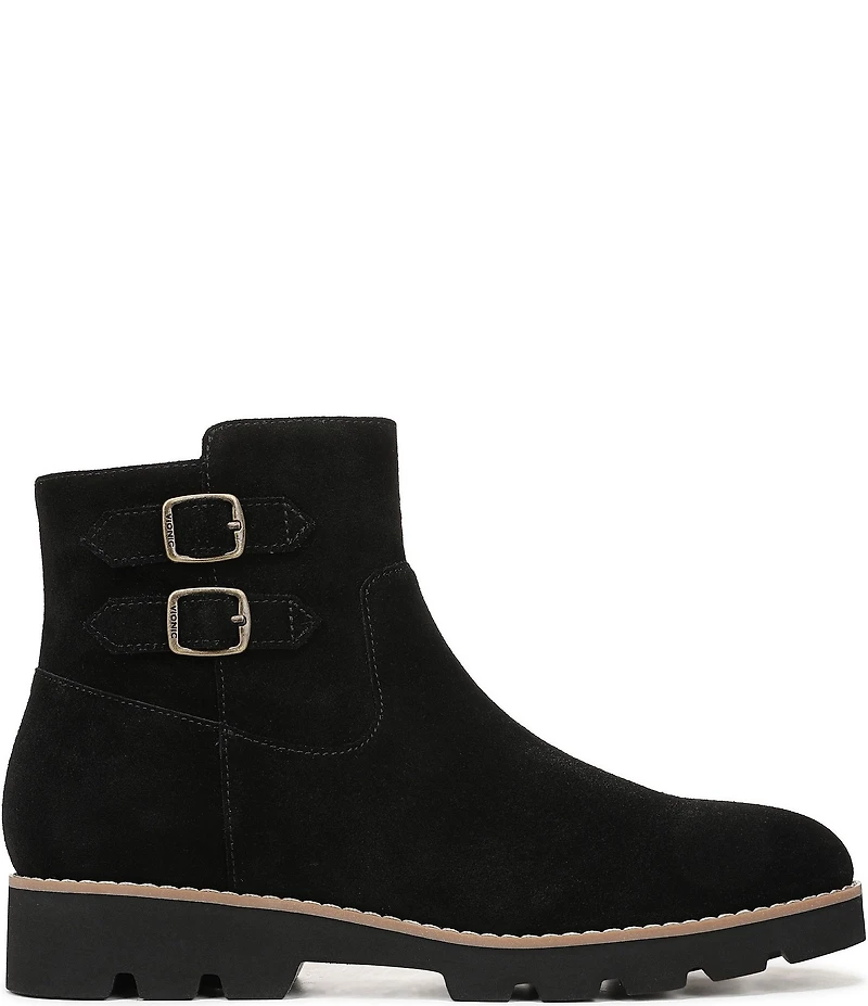 Vionic Carissa Suede Buckle Hardware Lugged Booties