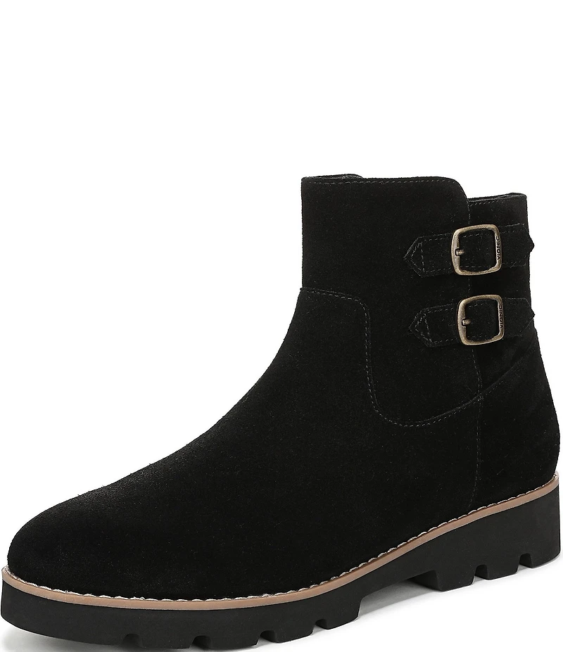 Vionic Carissa Suede Buckle Hardware Lugged Booties