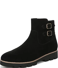 Vionic Carissa Suede Buckle Hardware Lugged Booties