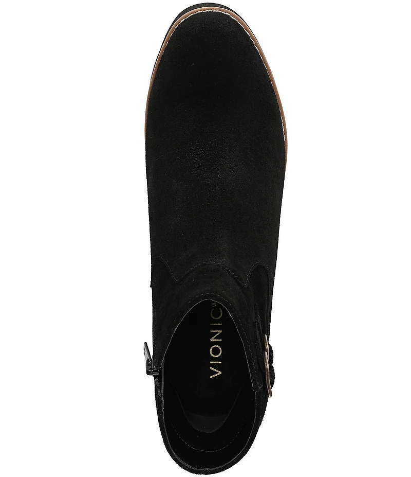 Vionic Carissa Suede Buckle Hardware Lugged Booties