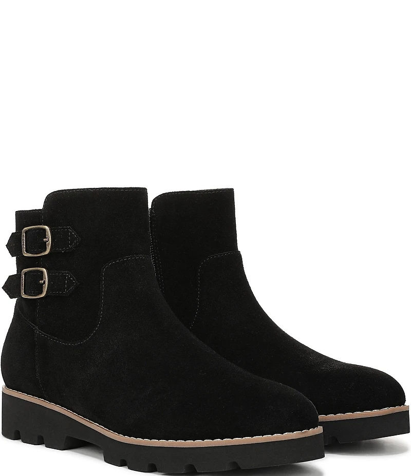 Vionic Carissa Suede Buckle Hardware Lugged Booties