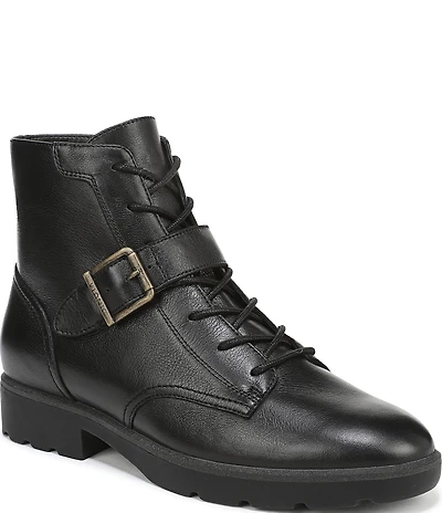 Vionic Catina Leather Buckled Hardware Strap Ankle Booties