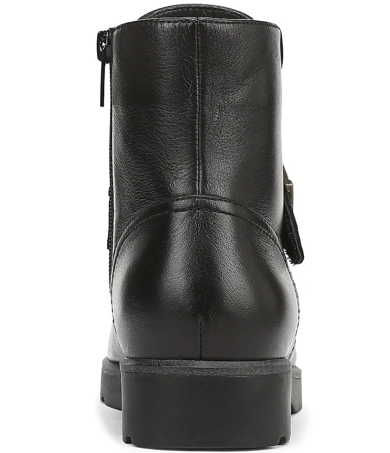 Vionic Catina Leather Buckled Hardware Strap Ankle Booties