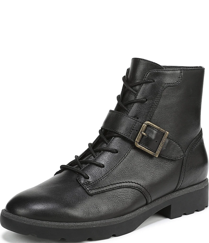Vionic Catina Leather Buckled Hardware Strap Ankle Booties