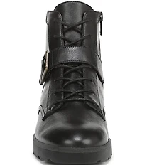 Vionic Catina Leather Buckled Hardware Strap Ankle Booties