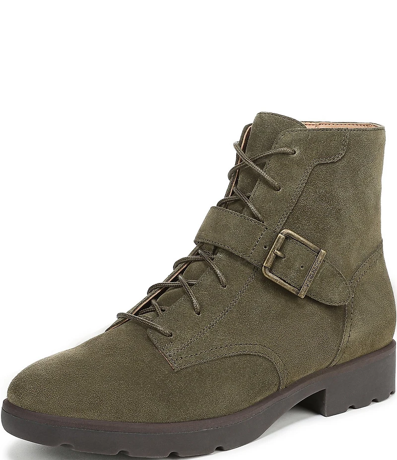 Vionic Catina Suede Buckled Hardware Strap Ankle Booties