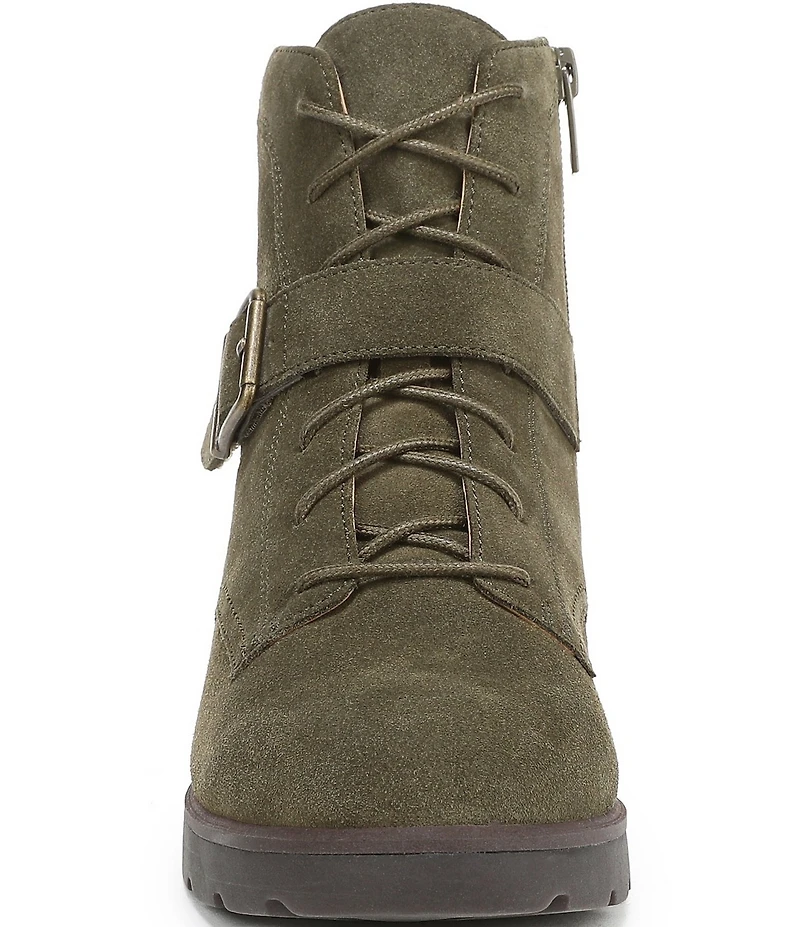 Vionic Catina Suede Buckled Hardware Strap Ankle Booties