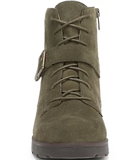 Vionic Catina Suede Buckled Hardware Strap Ankle Booties