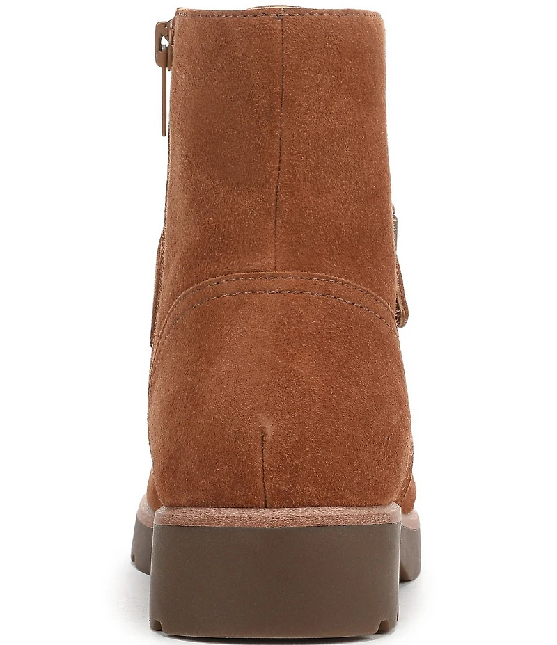 Vionic Catina Waxed Suede Buckled Hardware Strap Ankle Booties