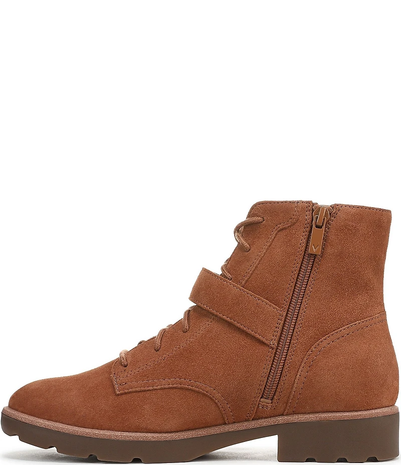 Vionic Catina Waxed Suede Buckled Hardware Strap Ankle Booties